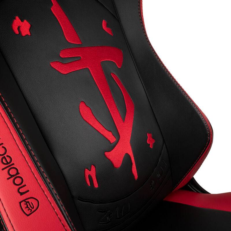 noblechairs HERO gamingstol DOOM Edition svart/rød hjul detalj