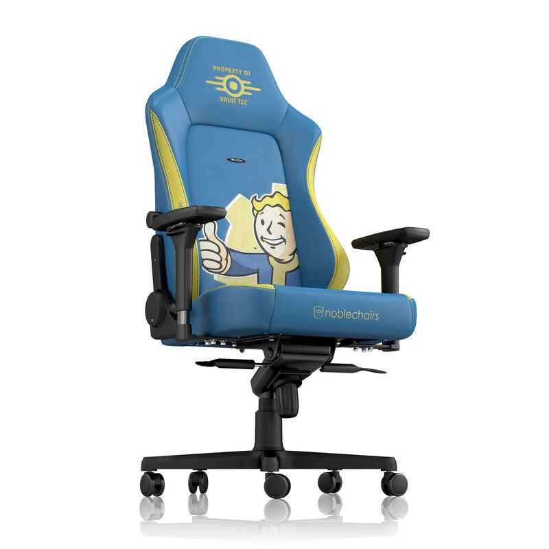 noblechairs HERO gamingstol Fallout Vault-Tec Edition blå nærbilde av sete