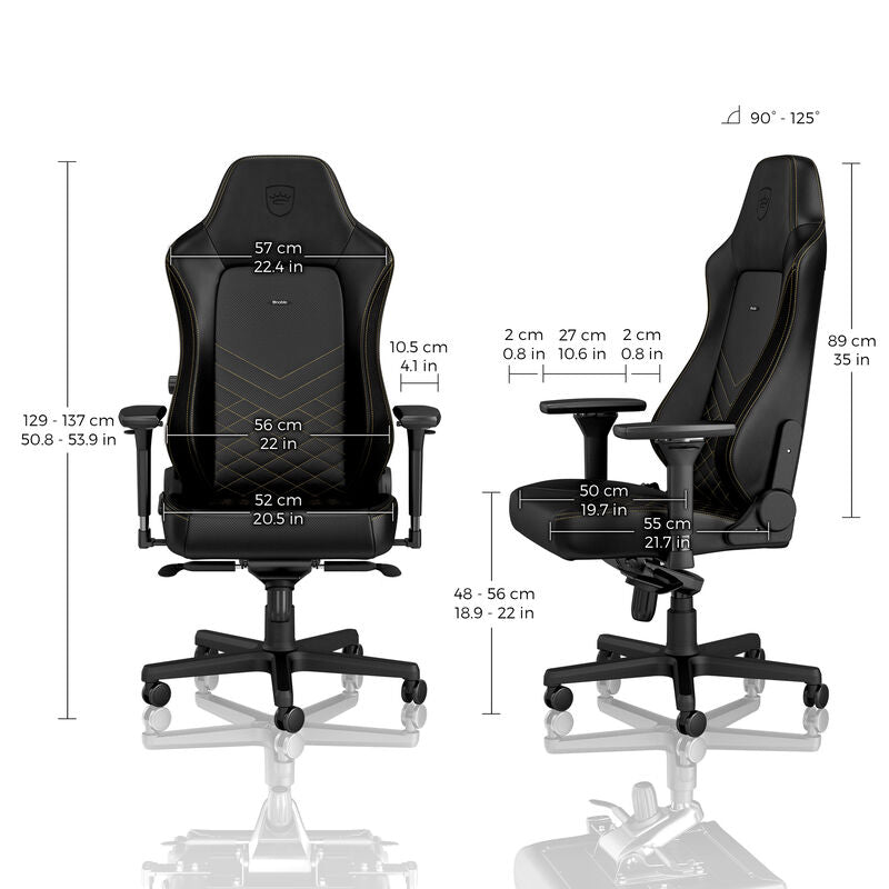noblechairs HERO gamingstol svart/gull 4D kunstlær detalj av armstøtte