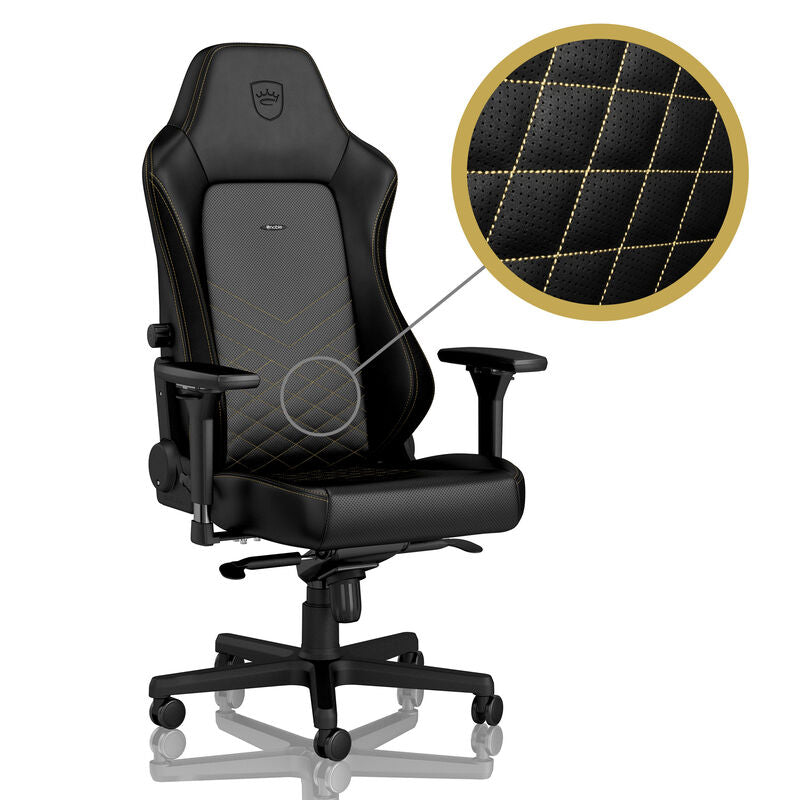 noblechairs HERO gamingstol svart/gull 4D kunstlær forfra