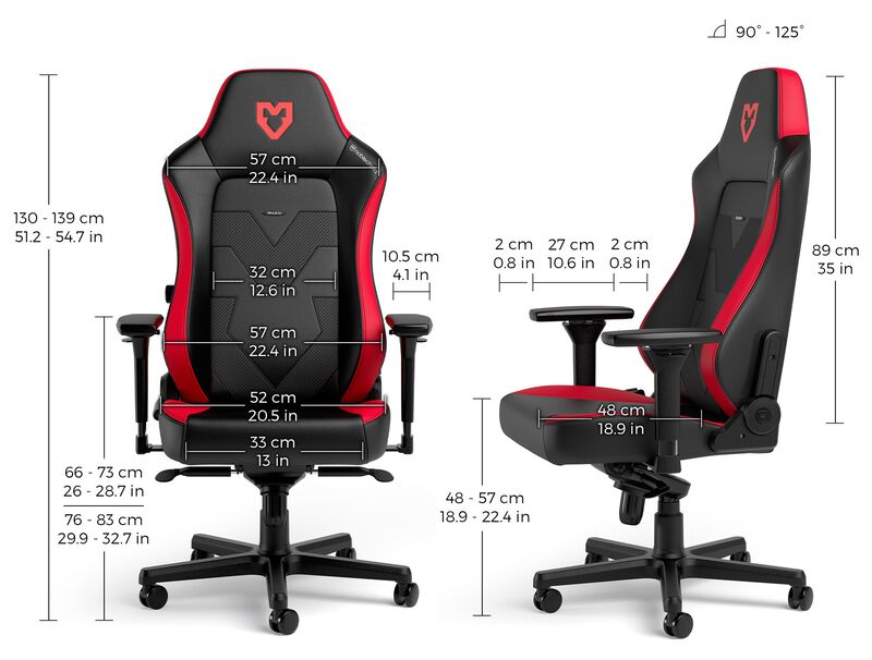 noblechairs HERO gamingstol MOUZ Edition svart/rød justering