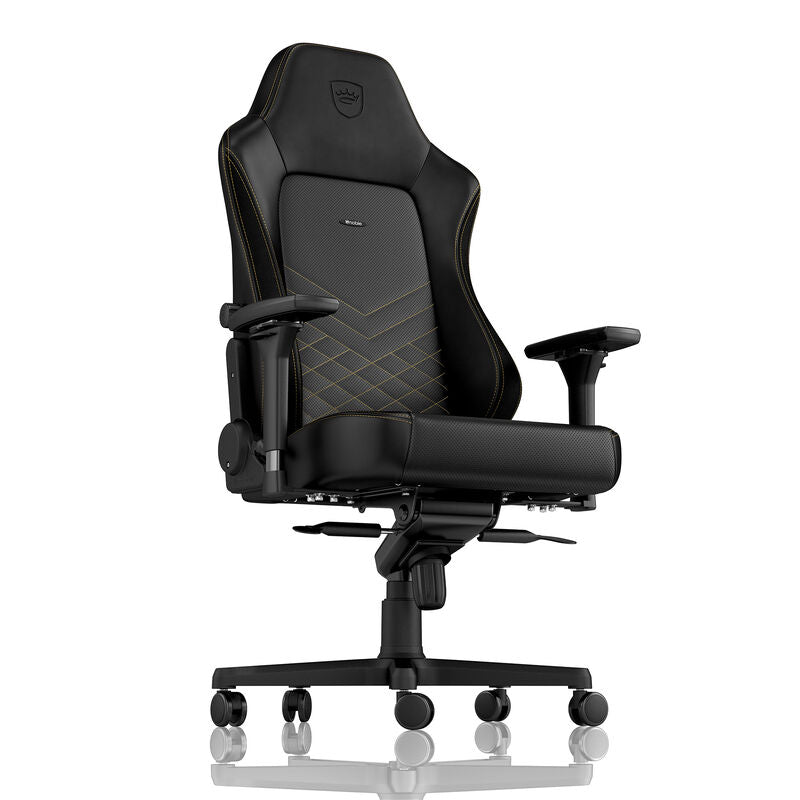 noblechairs HERO gamingstol svart/gull 4D kunstlær montert i rom