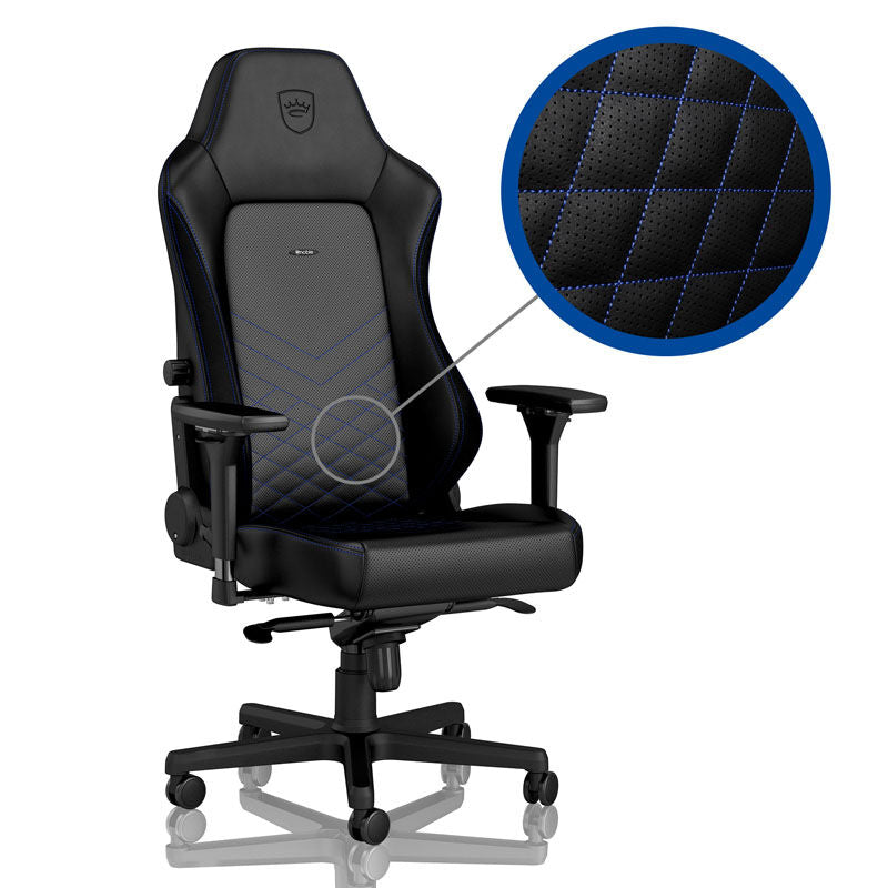 noblechairs HERO gamingstol svart/blå 4D armlener forfra