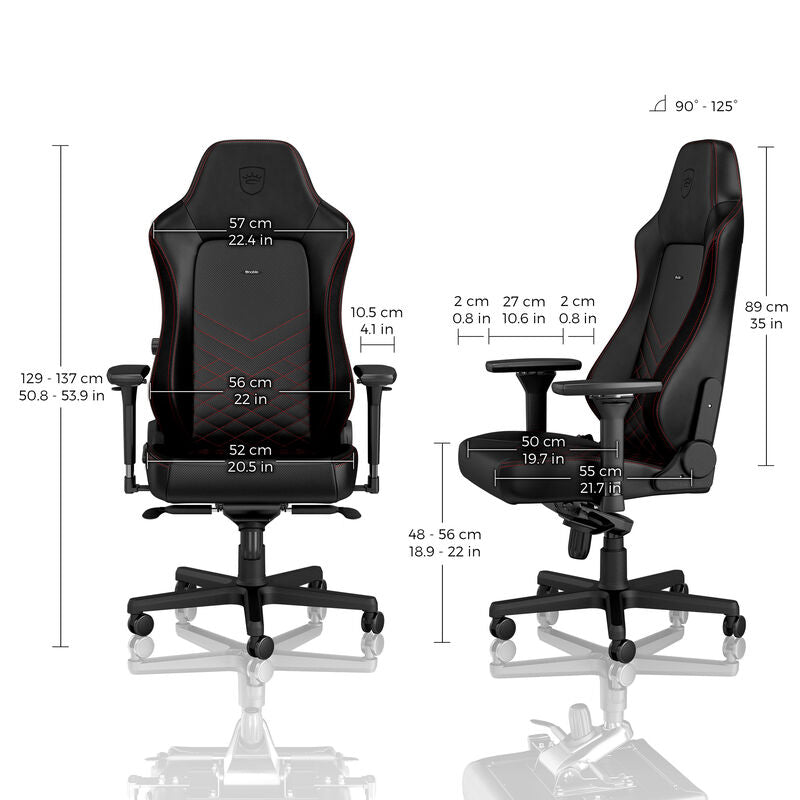 noblechairs HERO gamingstol svart/rød 4D armlener detalj av armlener