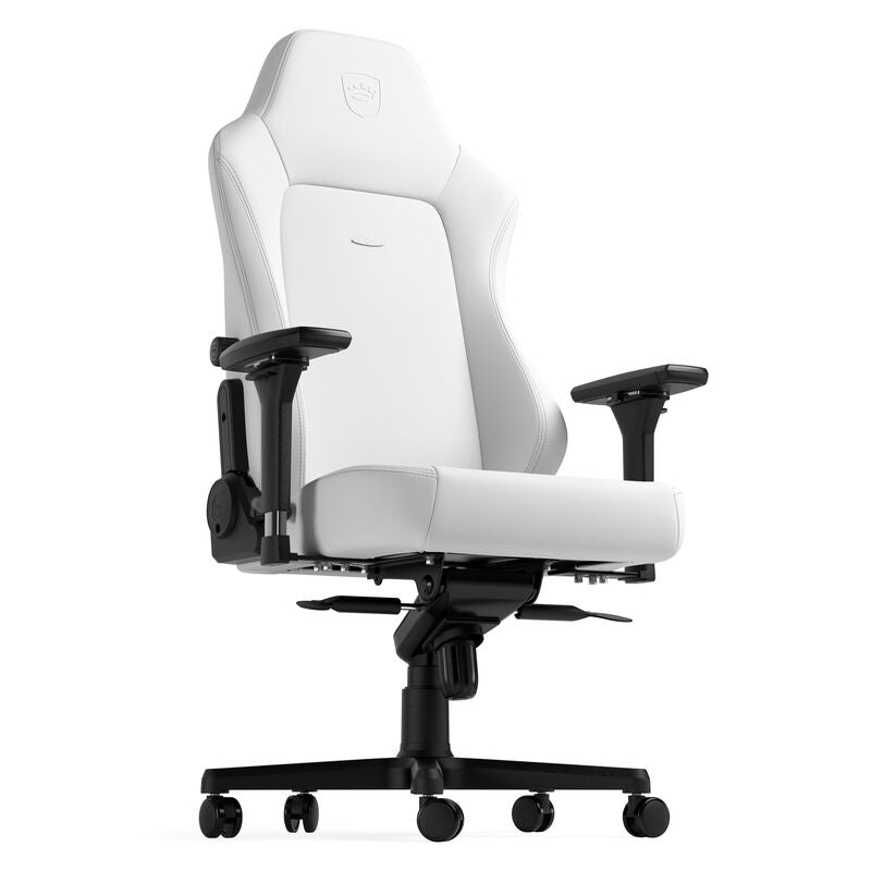 nærbilde av armlene på noblechairs HERO gamingstol White Edition