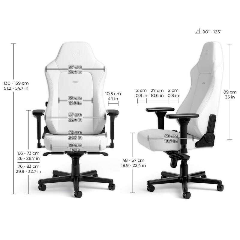 sideprofil noblechairs HERO gamingstol White Edition