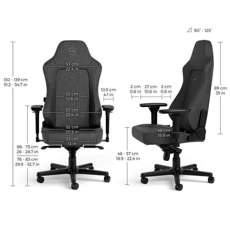 noblechairs HERO TX gamingstol stoff antrasitt hjul og base detalj