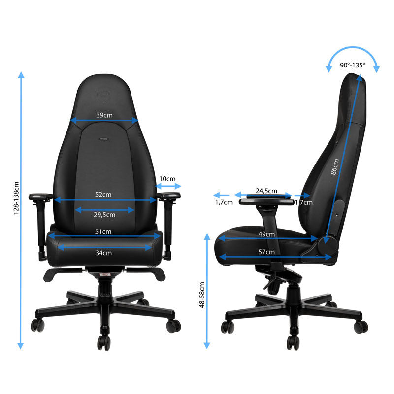 detalj av kunstlær på noblechairs ICON gamingstol Black Edition