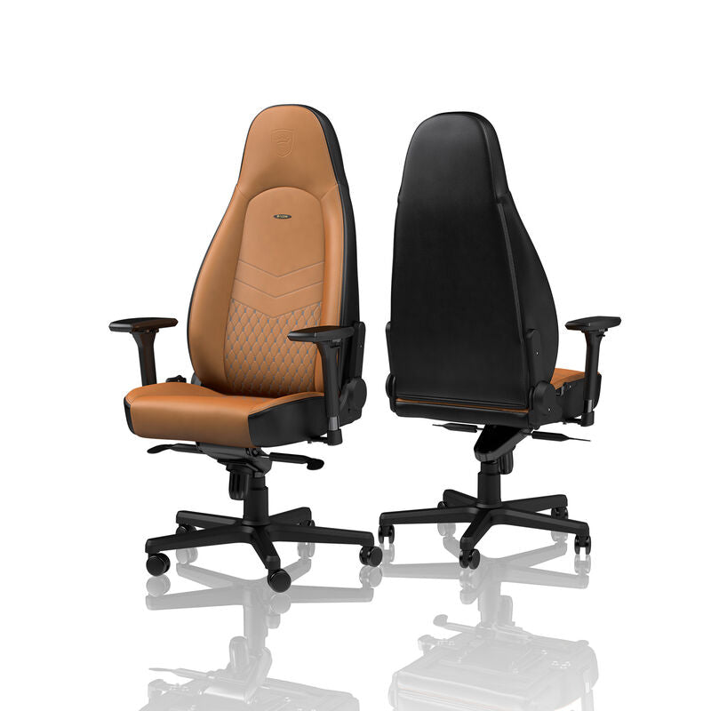 noblechairs ICON gamingstol ekte skinn cognac/svart 4D bakside