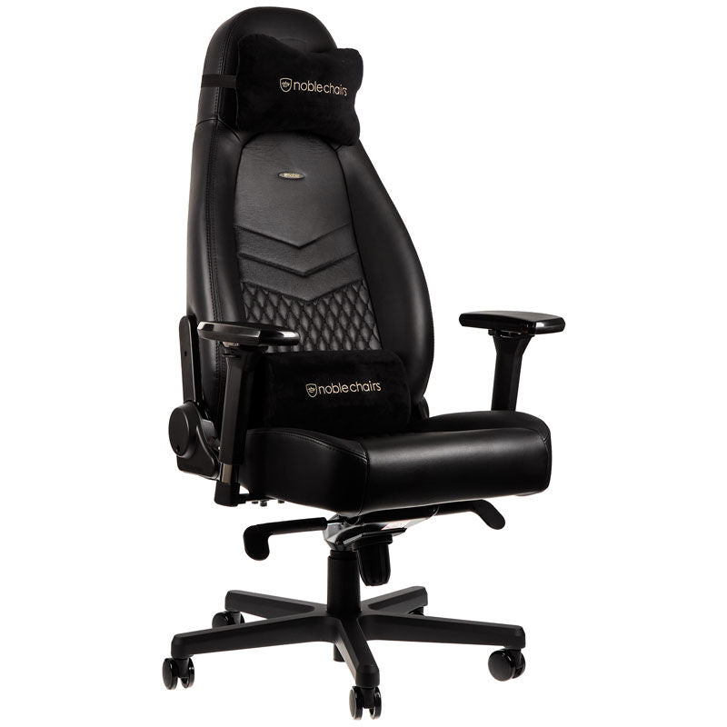 noblechairs ICON gamingstol ekte skinn svart med puter
