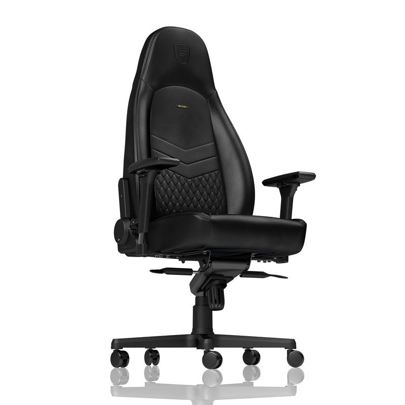 noblechairs ICON gamingstol ekte skinn svart montert i kontormiljø