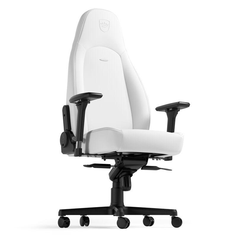 noblechairs ICON gamingstol White Edition hvit nærbilde av armlene