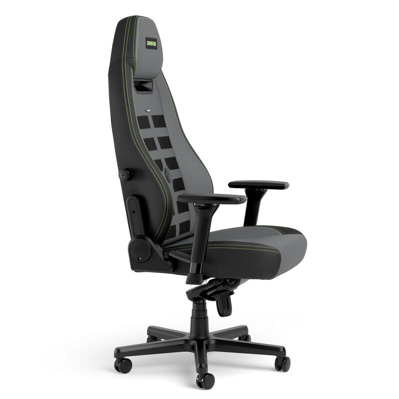 noblechairs LEGEND gamingstol Shure Edition grå/svart nærbilde av ryggstøtte