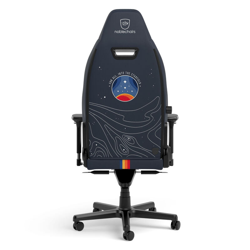 noblechairs LEGEND gamingstol Starfield Edition hvit/blå nærbilde av stoltrekk