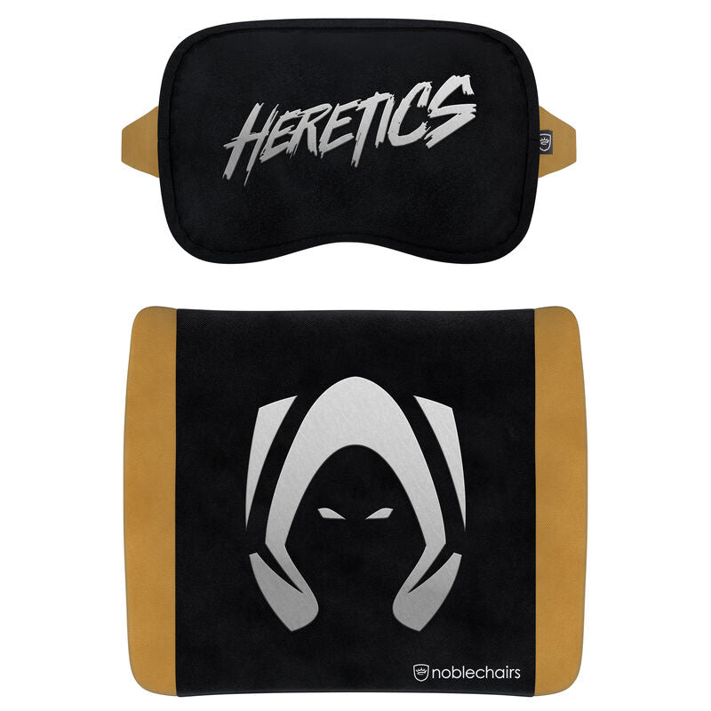 noblechairs Memory Foam putesett Heretics Edition svart/hvit montert på stol