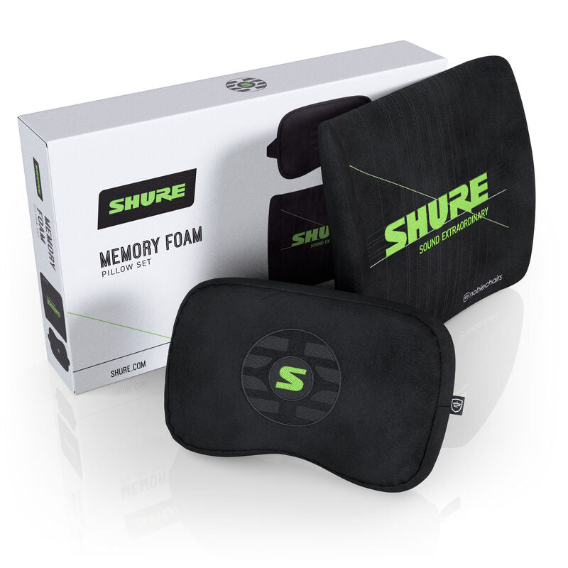 noblechairs Memory Foam putesett Shure Edition svart grønn forfra