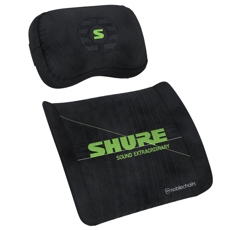 noblechairs Memory Foam putesett Shure Edition svart grønn bakside