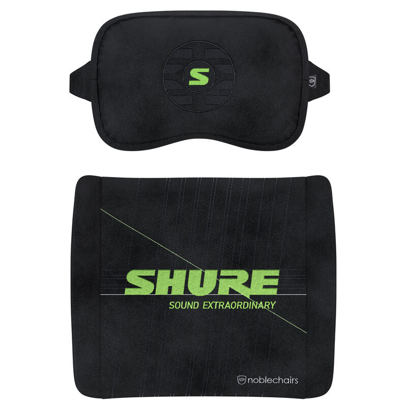 noblechairs Memory Foam putesett Shure Edition svart grønn montert på stol