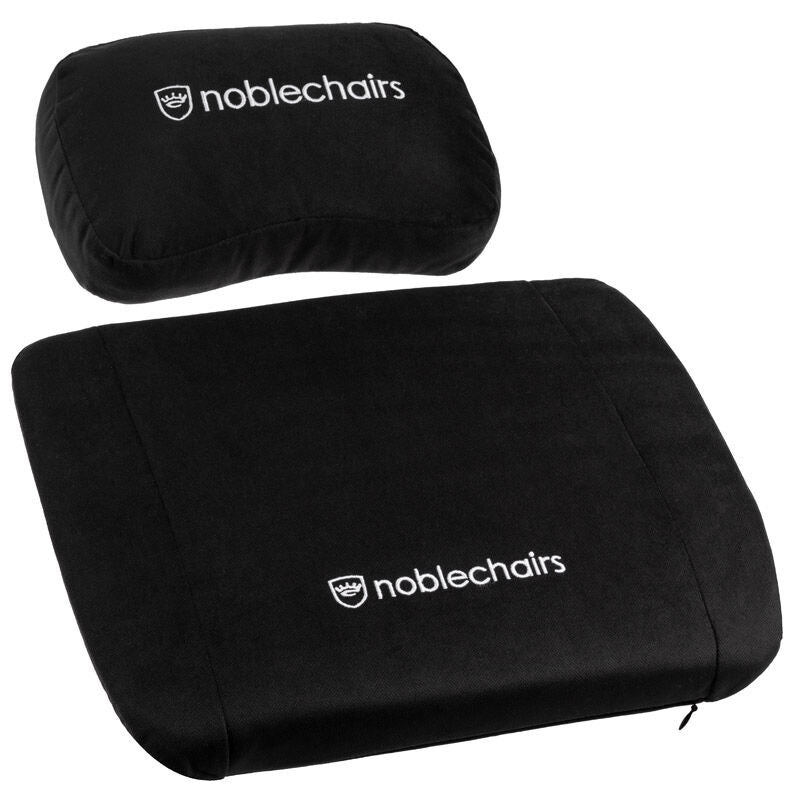 noblechairs Memory Foam putesett svart logo detalj