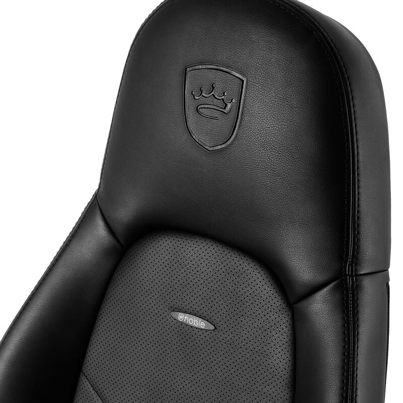 noblechairs ICON gamingstol kunstskinn svart/svart nærbilde av sete