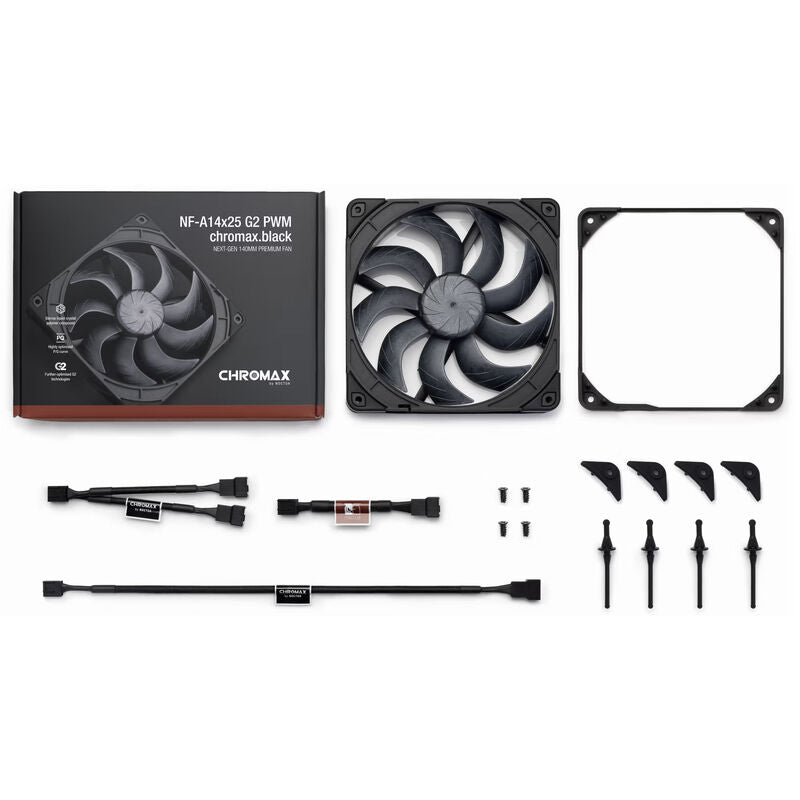 Noctua NF-A14x25 G2 PWM chromax.black vifte i svart design