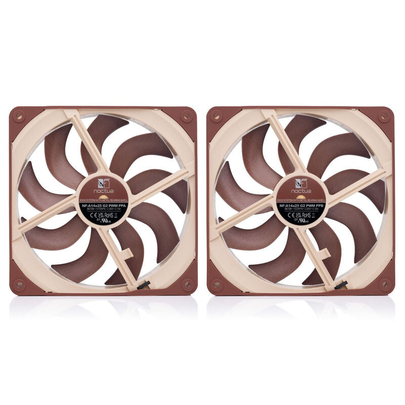 Detalj av Noctua NF-A14x25 G2 Sx2-PP PWM vifte 140 mm