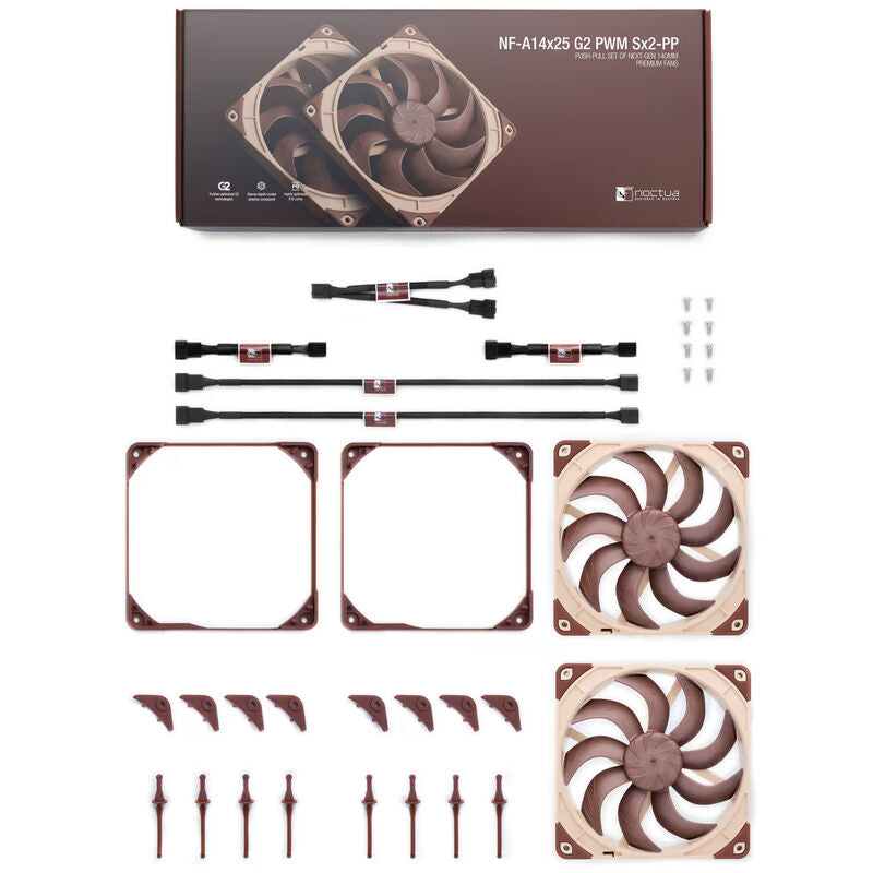Noctua NF-A14x25 G2 Sx2-PP PWM vifte 140 mm pakning