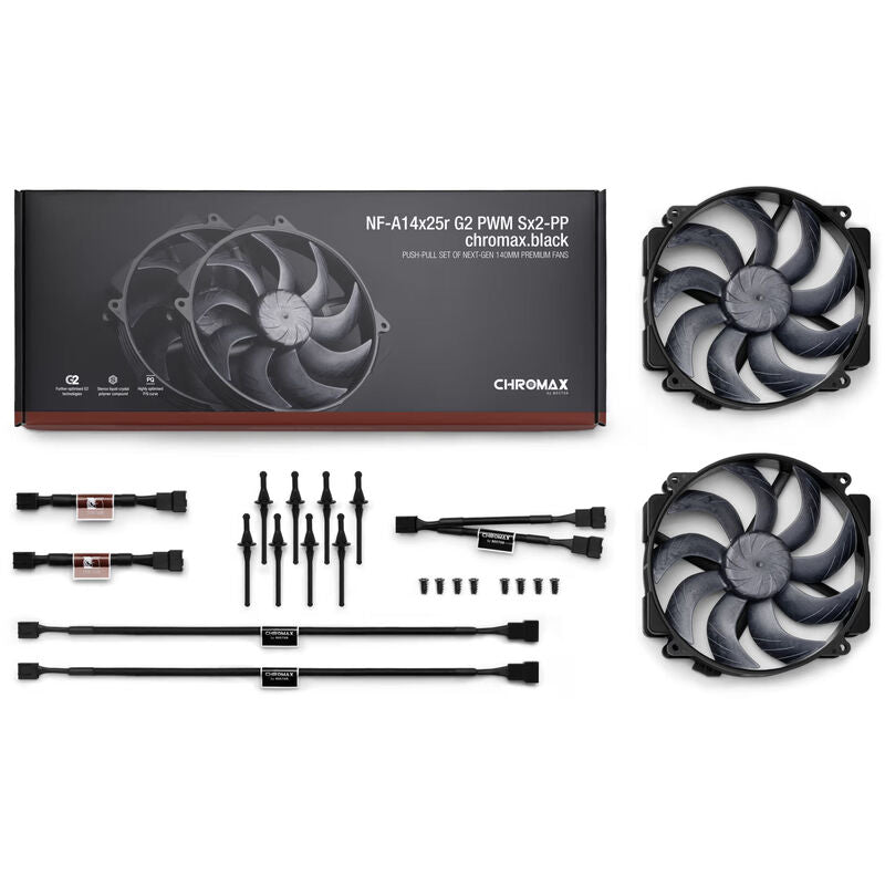 Noctua NF-A14x25r G2 PWM chromax.black vifte med kabel