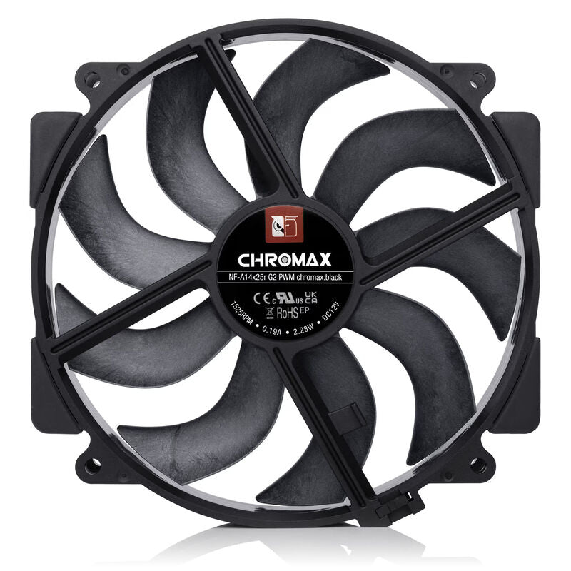 Noctua NF-A14x25r G2 PWM chromax.black vifte detalj av blader