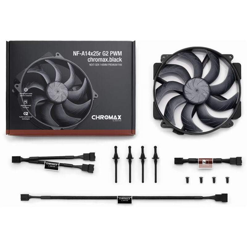 Noctua NF-A14x25r G2 PWM chromax.black vifte roterende