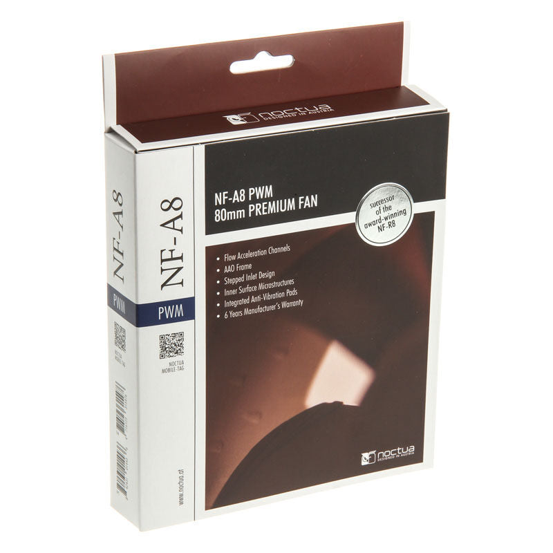 Sideprofil av Noctua NF-A8 PWM vifte 80 mm
