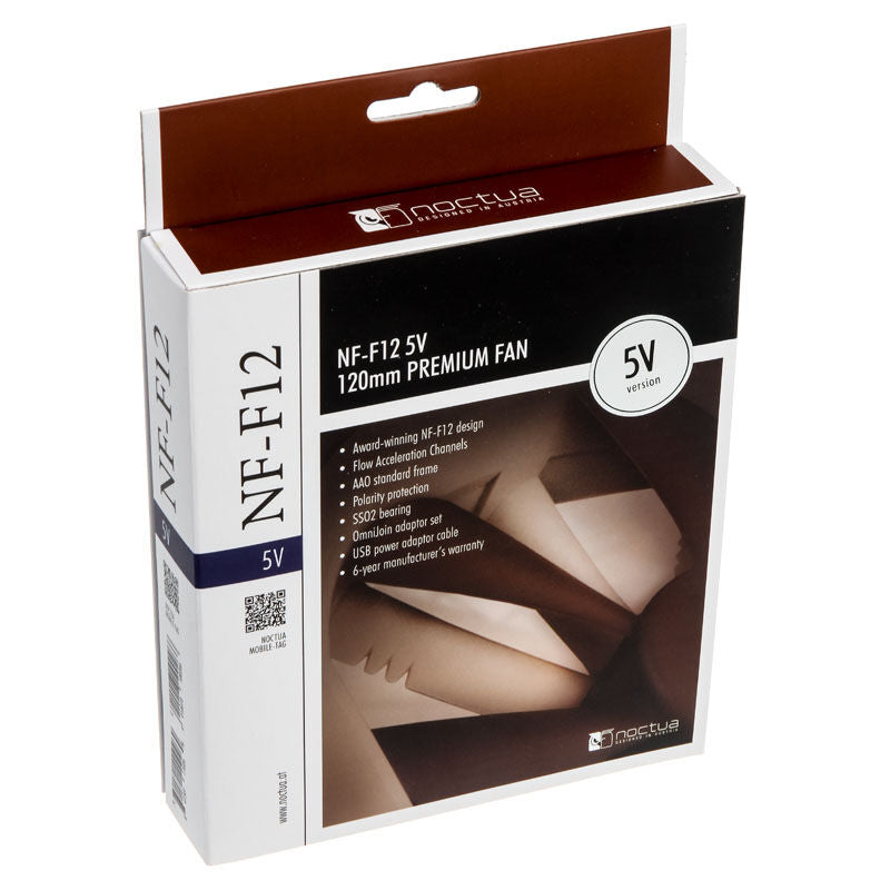 Noctua NF-F12 5V vifte 120 mm adapterkabler