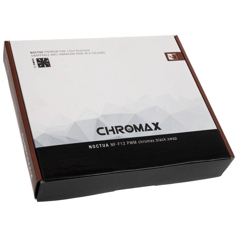 Noctua NF-F12 PWM chromax.black.swap vifte 120 mm svart sideprofil