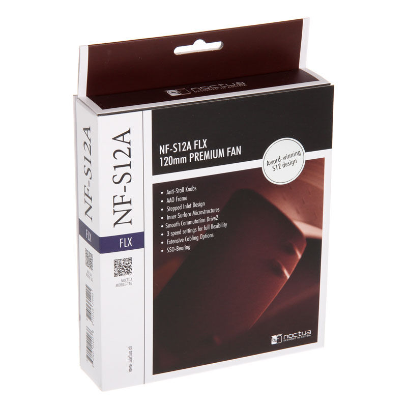 Nærbilde av Noctua NF-S12A FLX vifte 120 mm lager