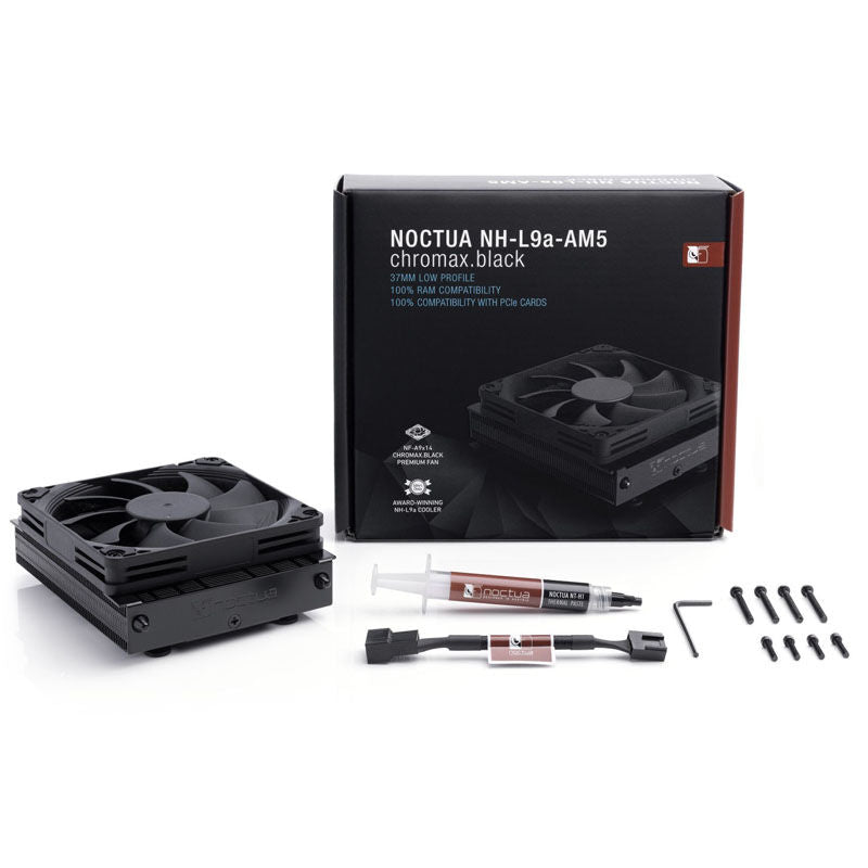 Nærbilde av viften på Noctua NH-L9a-AM5 chromax.black