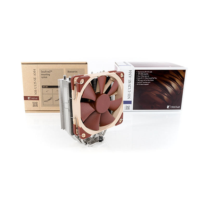 Nærbilde av 120 mm PWM vifte på Noctua NH-U12S SE-AM4