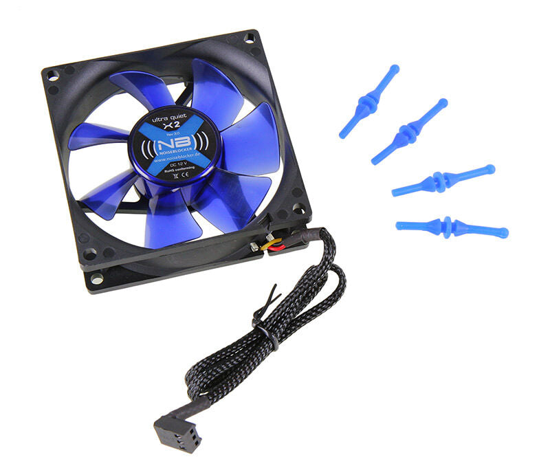 Detaljbilde av Noiseblocker BlackSilent Fan X2 vifte 80 mm blå transparente blader