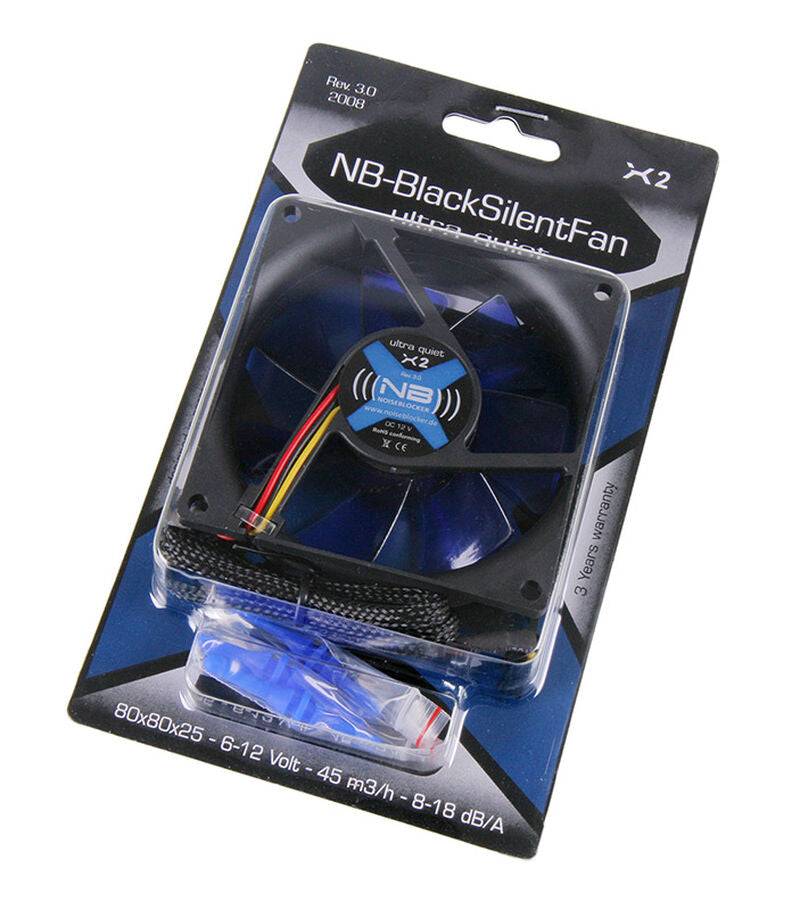 Noiseblocker BlackSilent Fan X2 vifte 80 mm montert i PC-kabinett