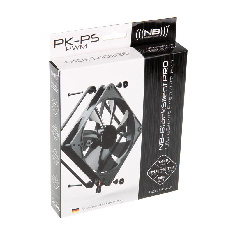 Nærbilde av rotor på Noiseblocker BlackSilent Pro PK-PS vifte 140 mm PWM