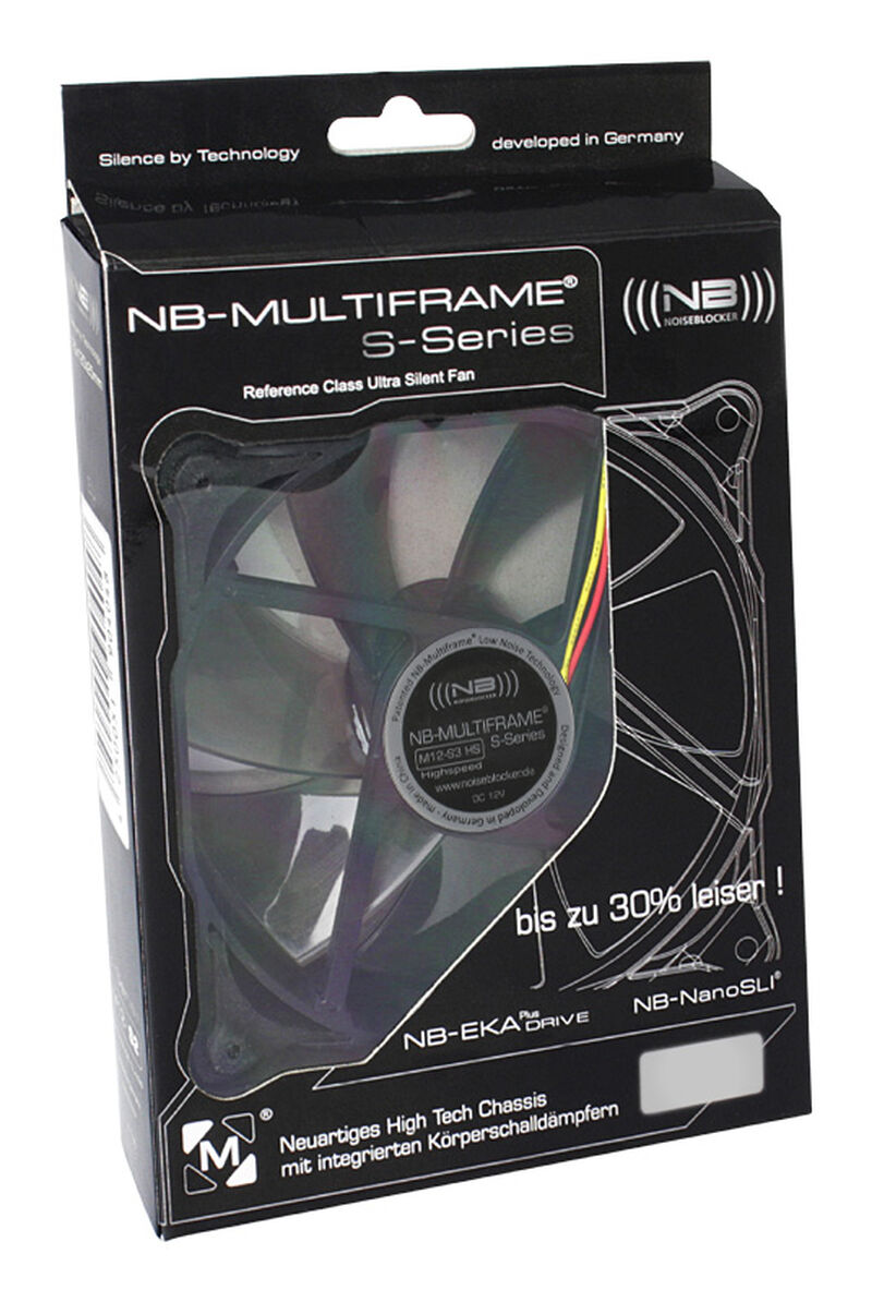 Nærbilde av Noiseblocker Multiframe S-Series M12-3 vifte 120 mm silikonfester