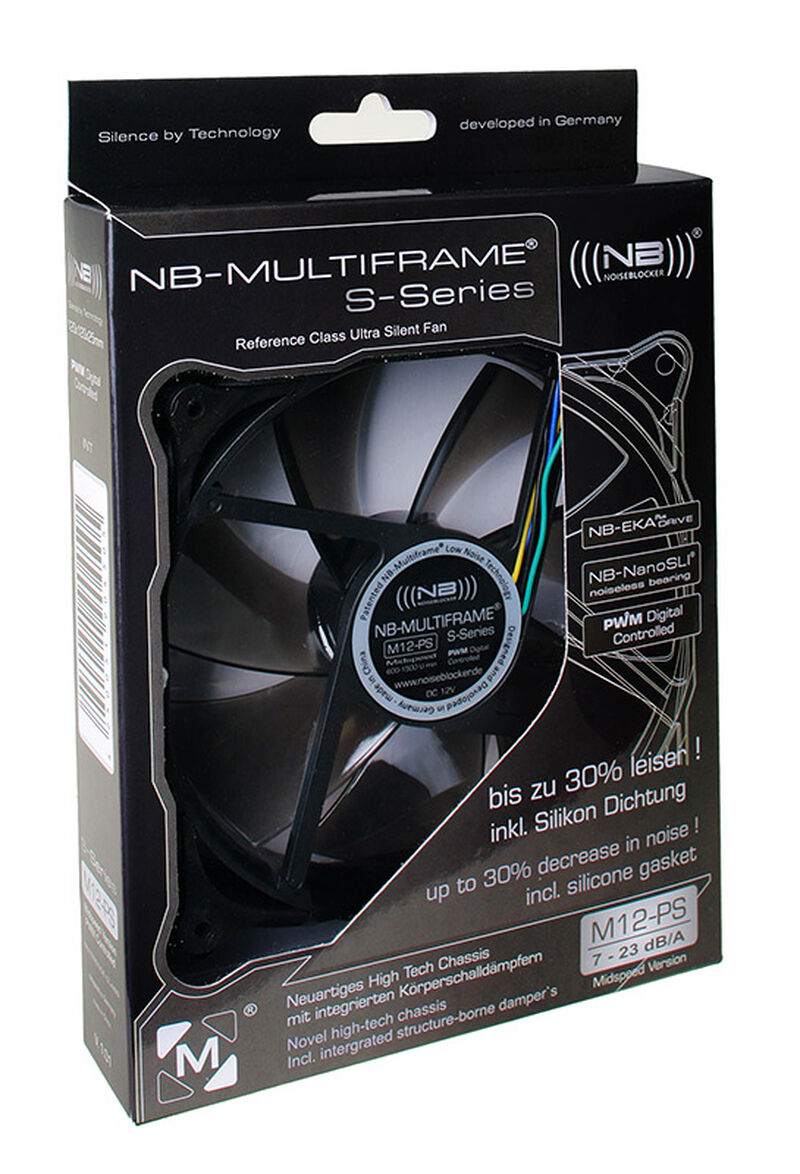 Noiseblocker Multiframe S-Series M12-PS vifte 120 mm PWM montert i PC