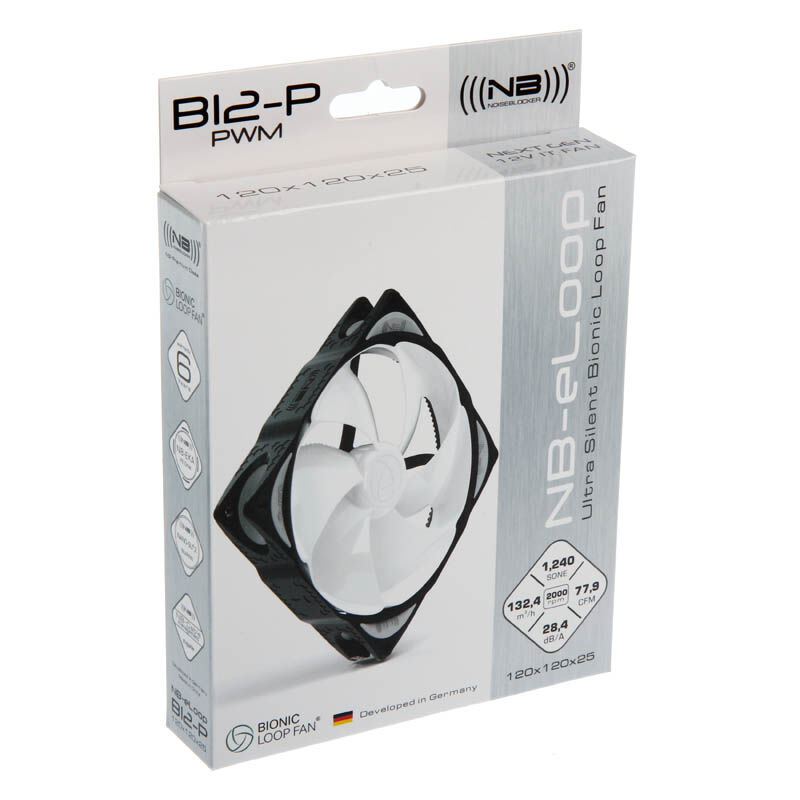 Nærbilde av Noiseblocker NB-eLoop B12-P vifte 120 mm PWM stillegående motor