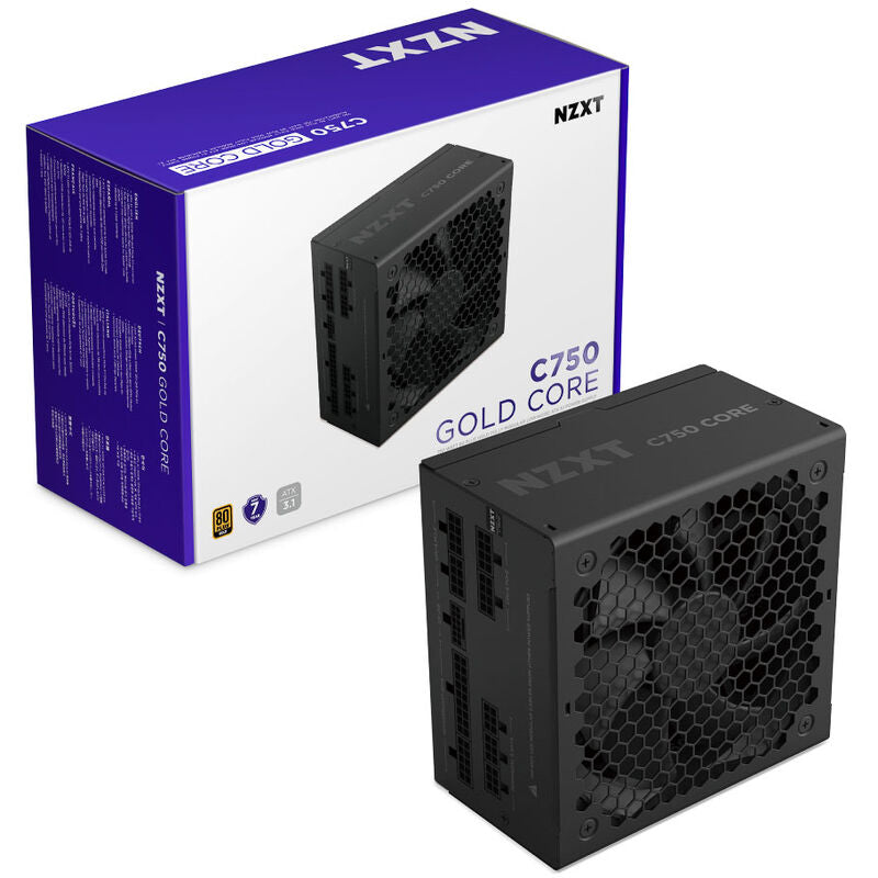 NZXT C750 Core strømforsyning logo og etikett