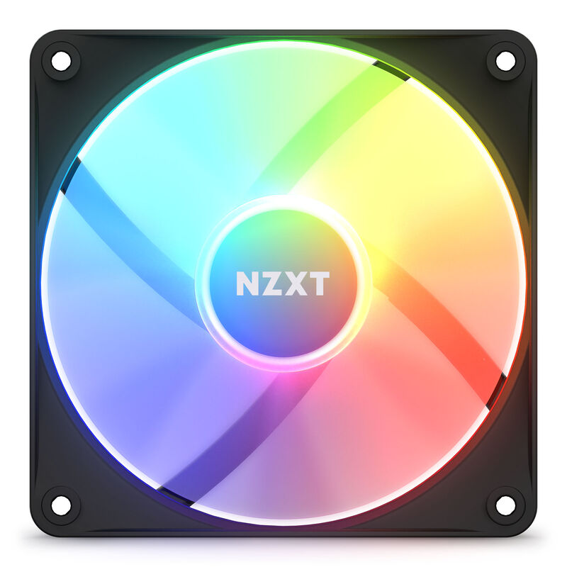 NZXT F120 RGB Core vifte 120 mm PWM svart nærbilde av RGB-leds