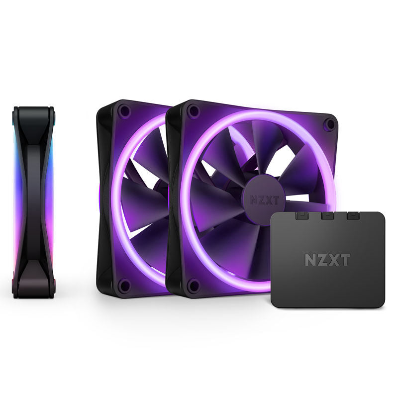 NZXT F120 RGB DUO PWM vifte 120 mm 3-pack svart forfra