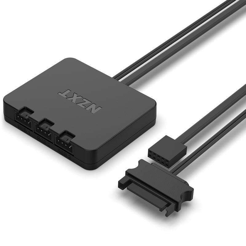 Nærbilde av RGB-belysning på NZXT F120 RGB DUO PWM vifte 120 mm 3-pack svart