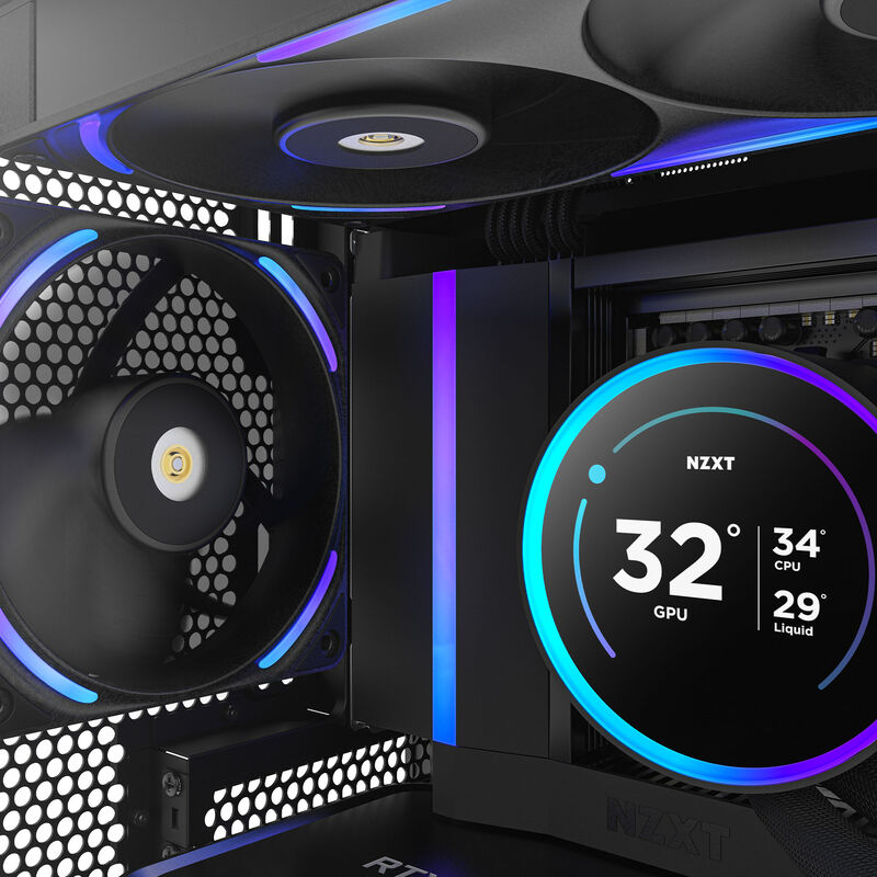 NZXT F120X RGB kabinettvifte 120 mm PWM svart vifte med RGB-belysning