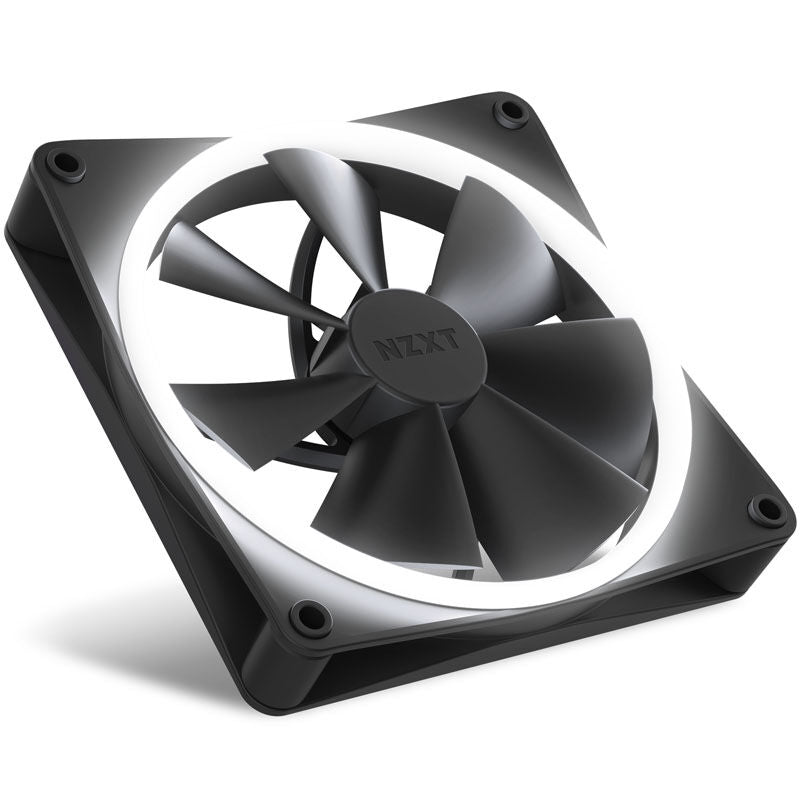 NZXT F140 PWM vifte 140 mm RGB svart nærbilde av RGB-belysning