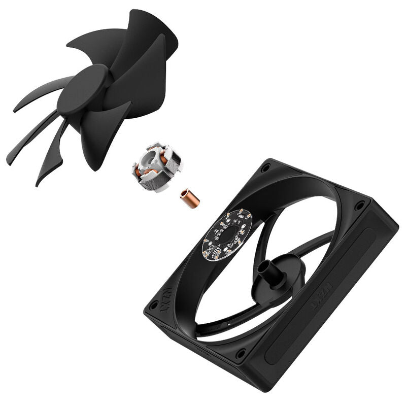 Nærbilde av rotor på NZXT F140P V2 PWM vifte 140 mm statisk trykk svart