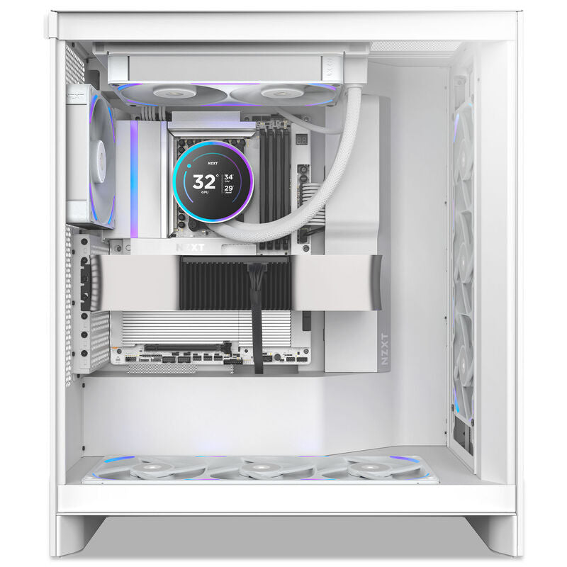 NZXT F240X RGB kabinettvifter 240 mm aRGB PWM hvit vifte i drift